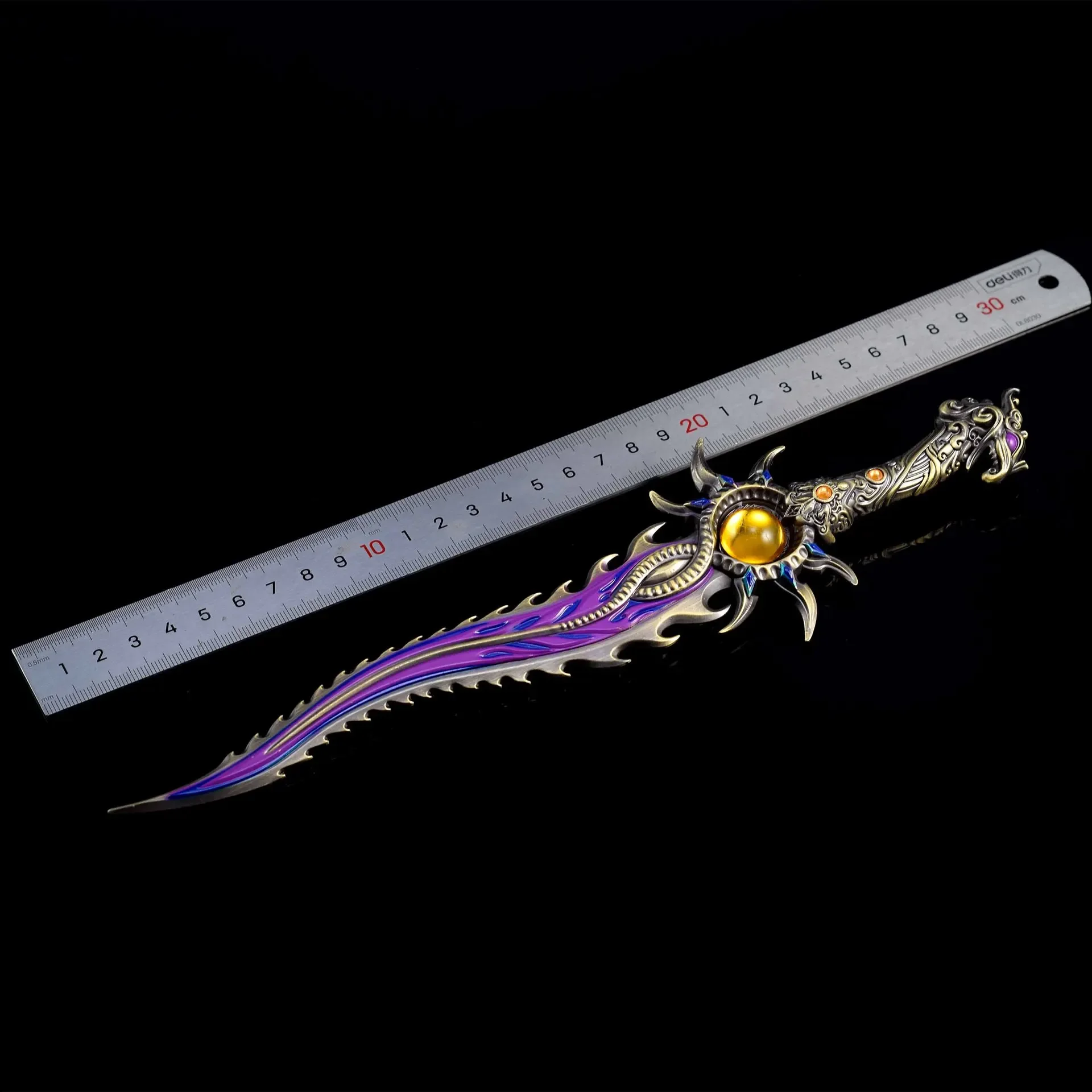 28cm naraka bladepoint manticore dentes espada jogo periféricos de metal completo artesanato arma modelo mesa colecionável ornamentos menino brinquedo