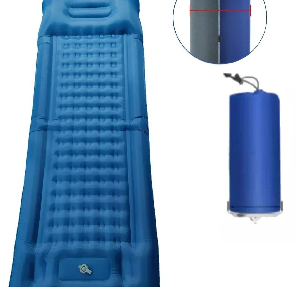 Matelas de couchage gonflable auto-gonflant pliable ultraléger avec surface épaissie confortable et pompe intégrée pour le camping, la randonnée et les voyages en extérieur