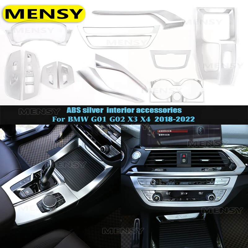 For BMW X3 X4 G01 G02 2018-2022 ABS Chrome silver Interior Accessoires Decoration Cover Trim Sticker Car Styling