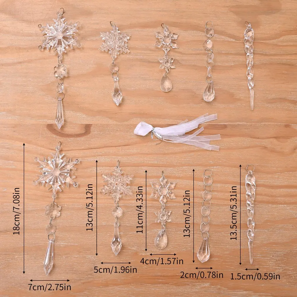 2023 New Christmas Decoration Supplies Christmas Ice Bar Transparent Snowflake Ice Prism Acrylic Ice Pick