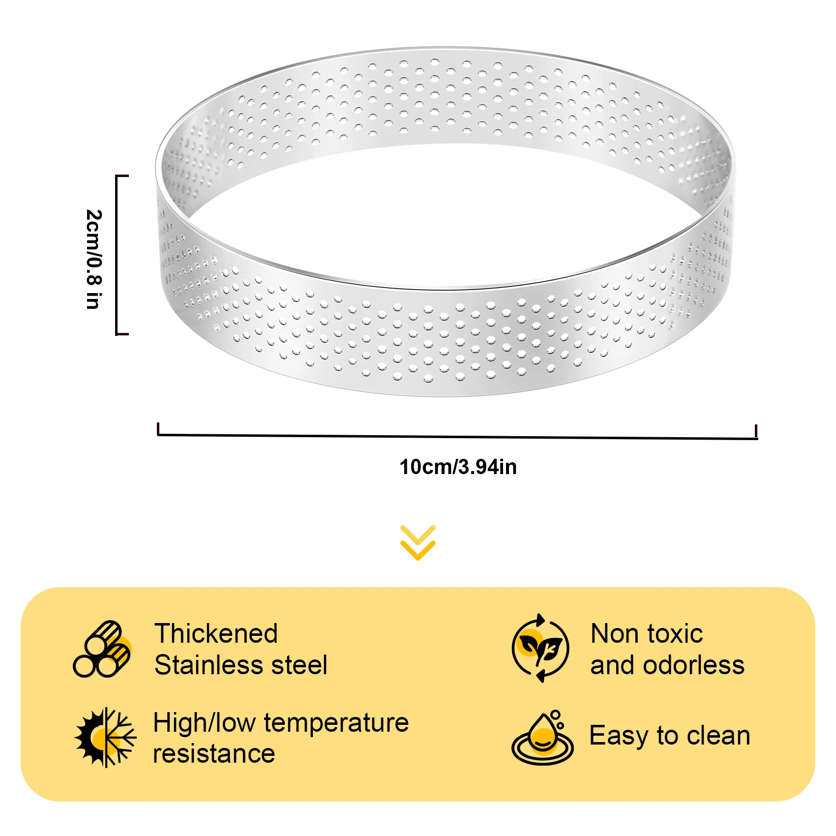 ABZS 10 قطعة حلقات تورتة دائرية مع ثقوب الفولاذ المقاوم للصدأ فطيرة الفاكهة كيش كعكة موس قالب المطبخ الخبز القالب #5