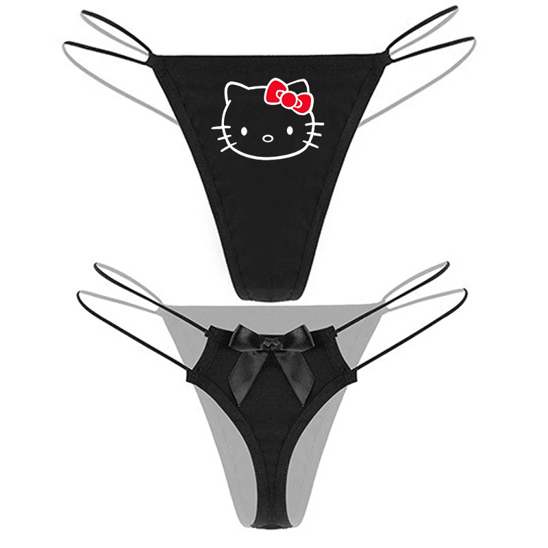 

Cute Hello Kitty Underpants Girl Pure Cotton Breathable Sweat Absorbing Leave No Trace Triangular Thong Kawaii Women Accessories