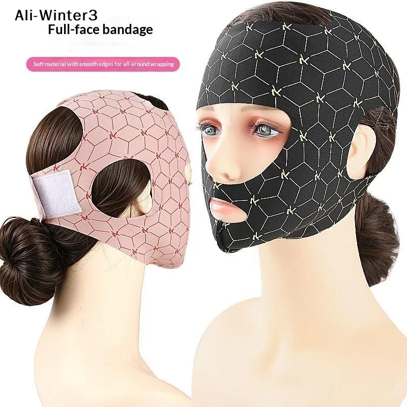 【Y】Full Coverage Reusable Facial Care Mask Ear Hook V Shape Full Face Wrap Soft Breathable Home Beauty Skincare Accessory