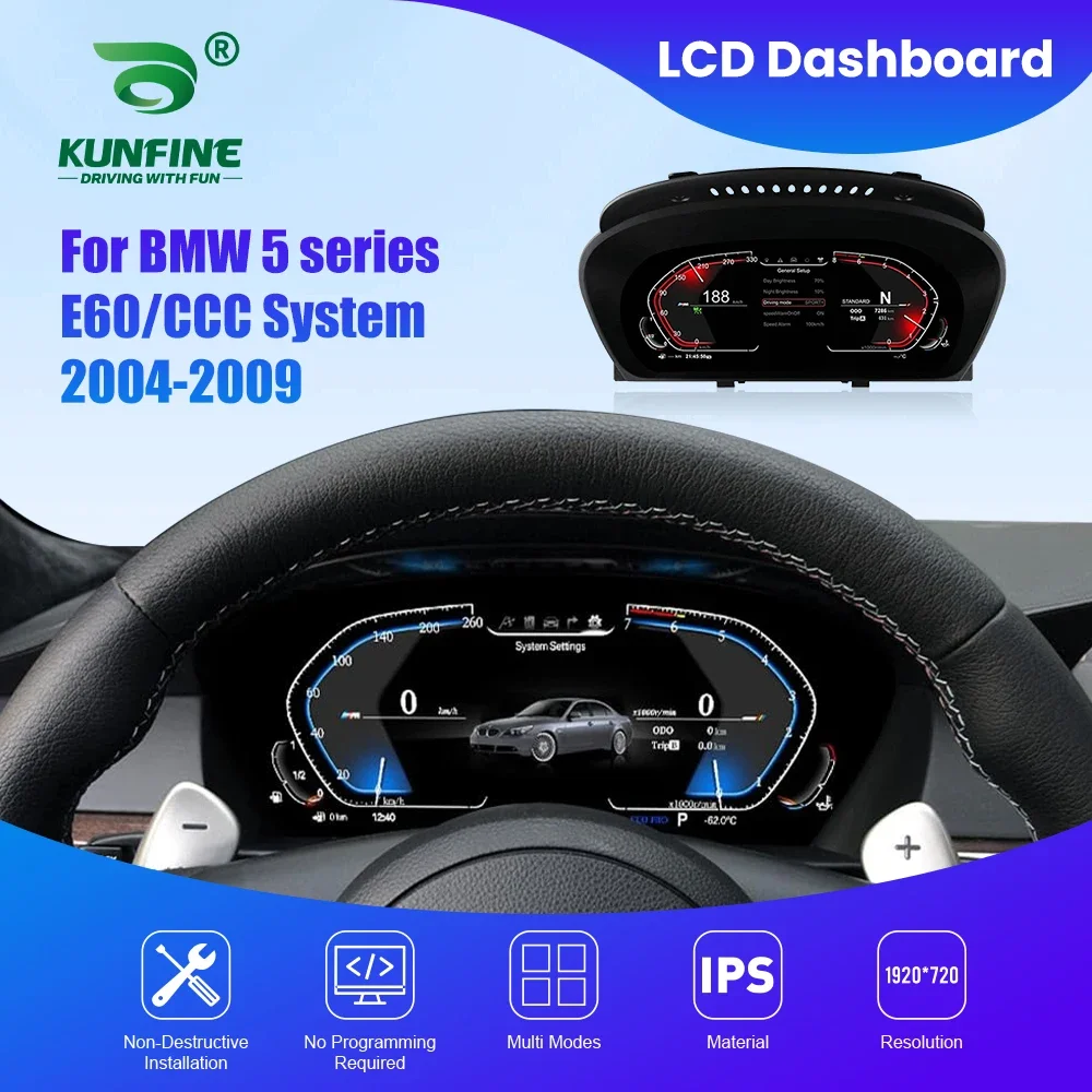 

Приборная панель кластера для BMW 5 серии E60 2004-2009, система CCC, спидометр, цифровой ЖК-дисплей, приборная панель, 12,3-дюймовый новейший тахометр