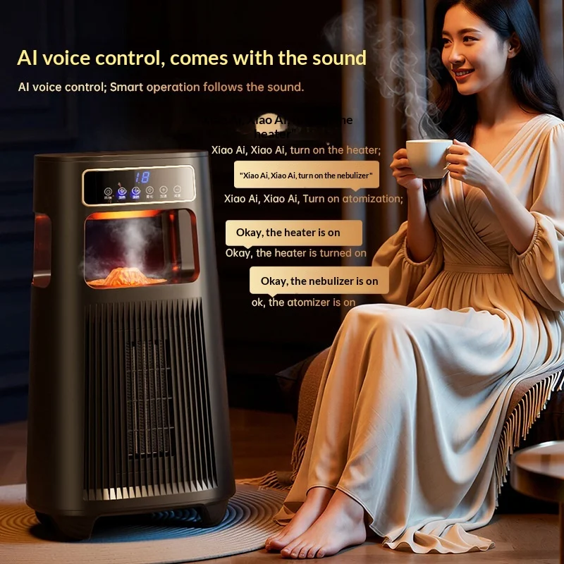 1500-2000W Warm-air Heater AI Voice-controlled PTC Graphene Device Oscillating Fast-heating Humidifying Fan Heater 21-30 Sqm