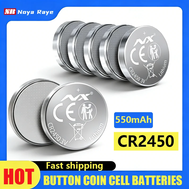 Pilas de Litio CR2450 de 3V y 550mAh, Tipo Botón, para Relojes, Básculas Electrónicas, Lámparas Eléctricas, Calculadoras, Pilas CR2450 al por Mayor