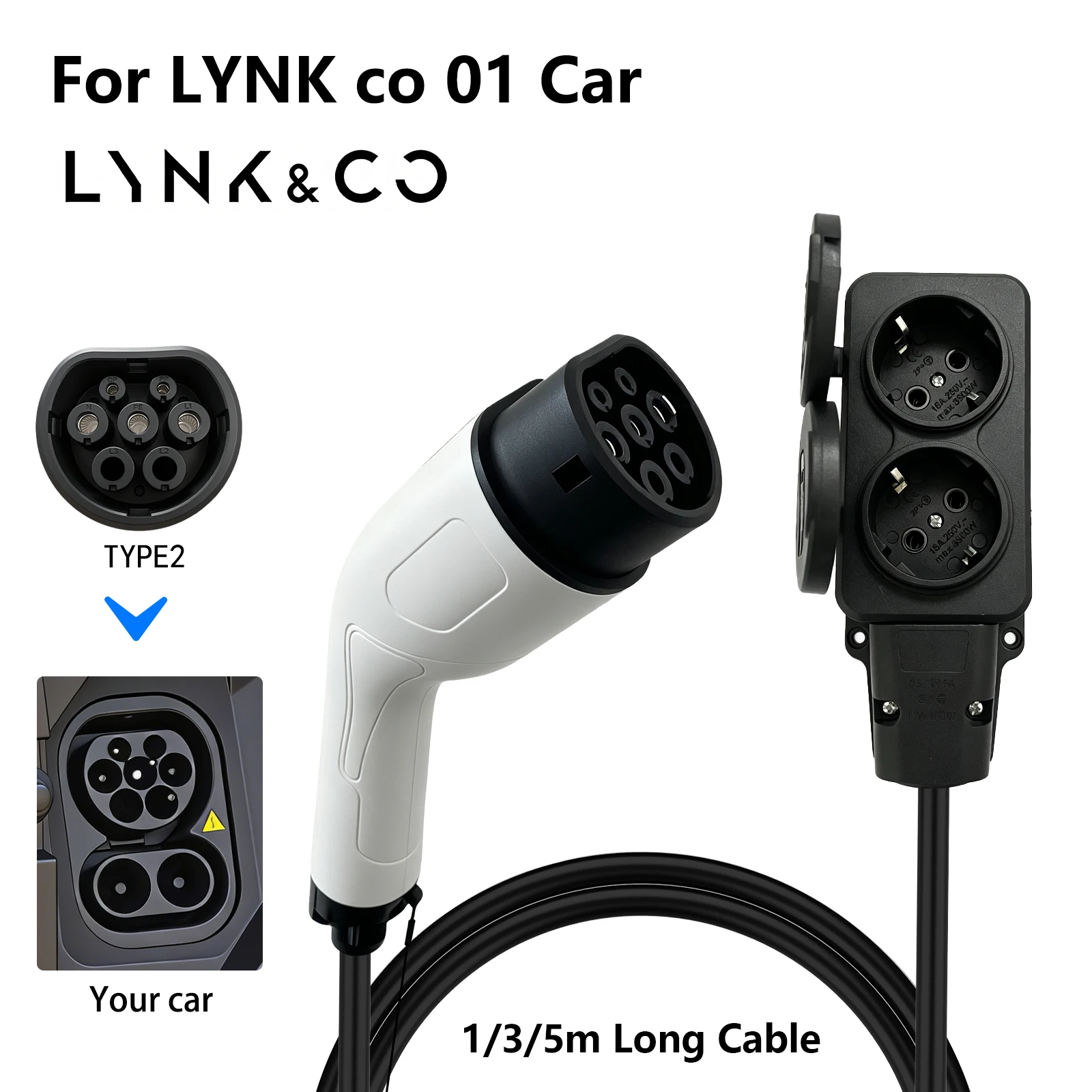 EV Typ2 V2L Entladeadapter Fahrzeug-zu-Last-Kabel EU-Steckdose EV Auto V2L Strom-Entladekabel EU-Steckdosenadapter