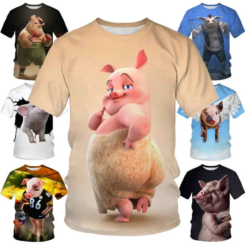 New Fashion Funny Animal Pig 3D Printed Men\'s Casual Short Sleeve T-shirt