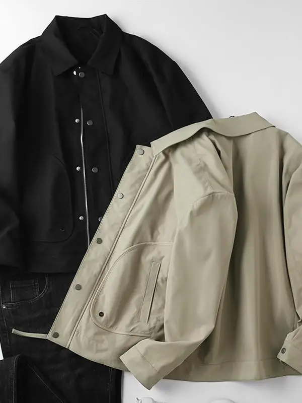 Casual Loose Collar Jacket Men's Spring Autumn Fashionable Workwear Style Soft And Smooth Youth Popular Standard Fit Long Sleeve