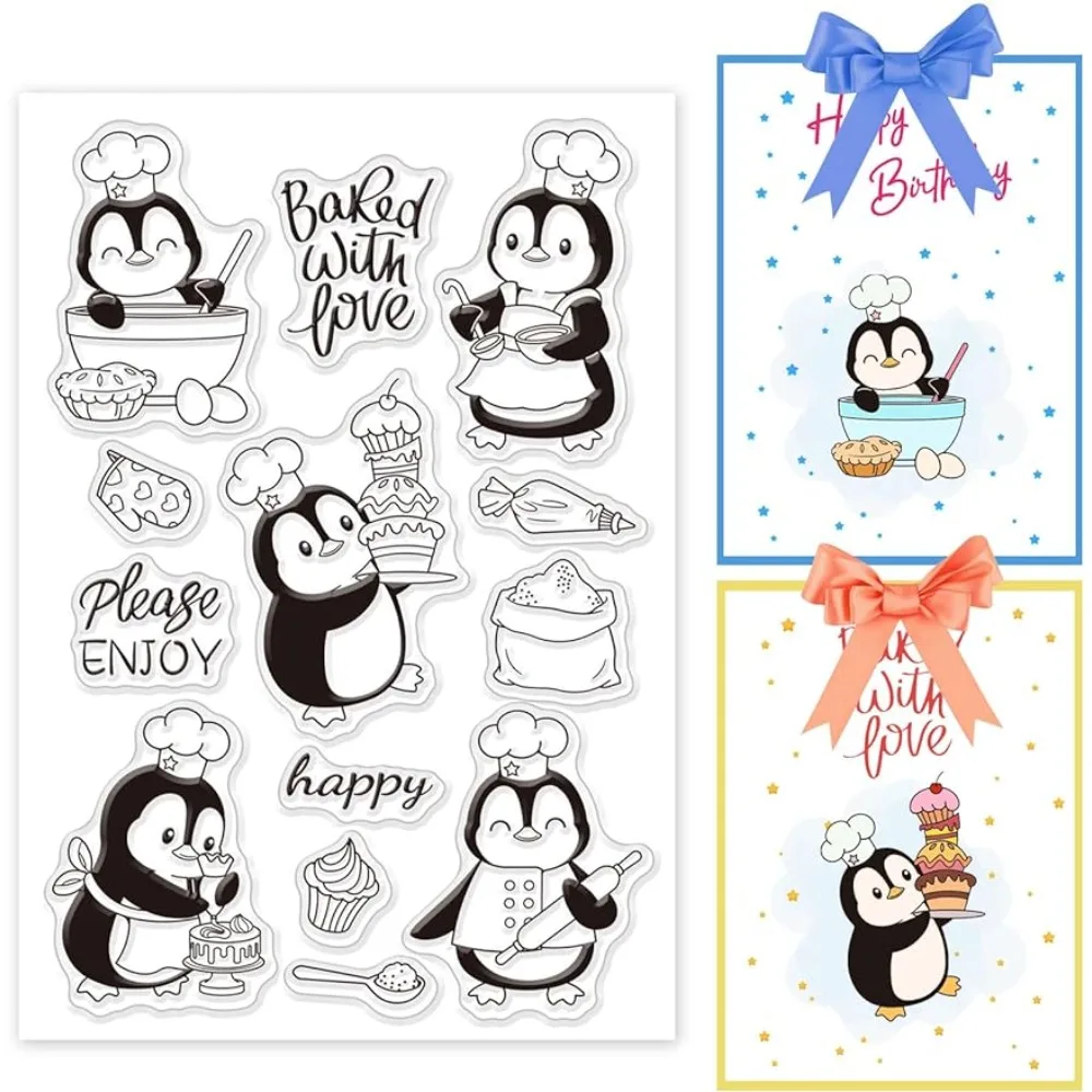 Penguin Chef Silicone Clear Stamps Animals Transparent Stamp for Cards Making DIY Scrapbooking Photo Album Decoration Paper Crad