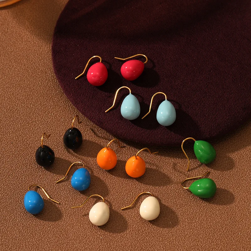 Boucles d'oreilles créoles épaisses pour femmes et filles, gouttes de couleur, légères, hypoallergéniques, plaquées or, grandes boucles d'oreilles