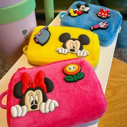 Monedero de felpa Kawaii de Mickey Mouse, bolsa de cosméticos de felpa Multicolor de Minnie de dibujos animados de Disney para mujer, Mini billetera ligera