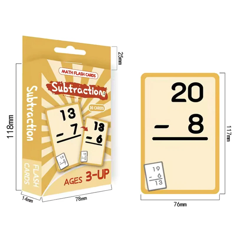 36Pcs/set Math Addition Subtraction Multiplication Division Erasable Reusable Number Learning Cards Children's Math Teaching Aid