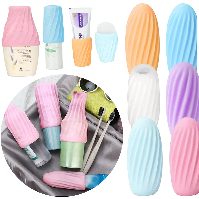 

Elastic Leak Proof Sleeves Travel Toiletry Covers Colorful Reusable Luggage Protection Camping Cosmetic Bag Accessory