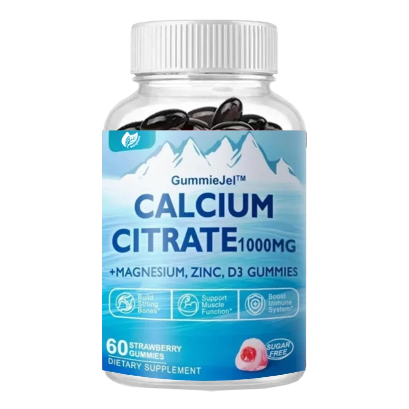 

Calcium Citrate Filled Gummies+vitamins D3, Magnesium, Potassium, Zinc, and B6- Bone Strength, Muscle, and Immune Support -60 Ca