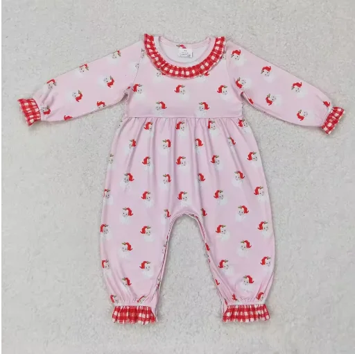 Christmas New Clothing Children Long Sleeves Santa Girl Jumpsuit Newborn Toddler Ruffle Romper