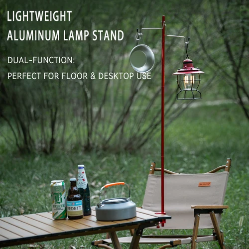 Imagen 2 del producto TARKA-percha de luz desmontable para exteriores, soporte de luz ajustable de dirección y longitud, soporte de luz de mesa ultraligero para acampar