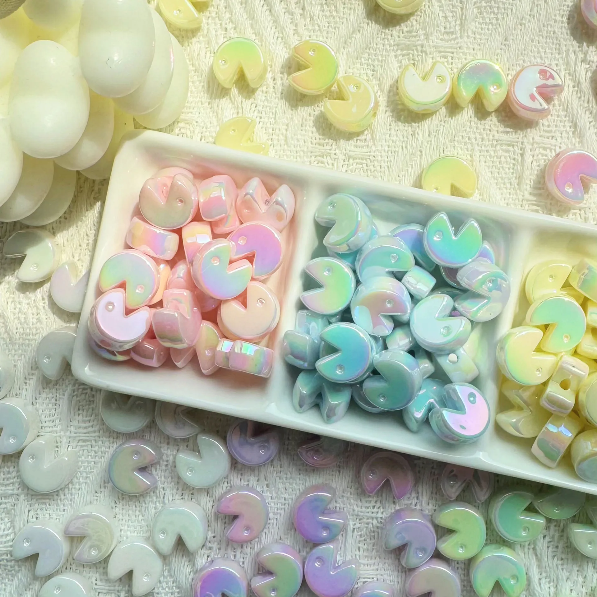 

30Pcs 13mm Cream Color String Beads Resin DIY Decorative Accessories Mobile Phone Chain Bag Chain Pen Beads Handmade Material