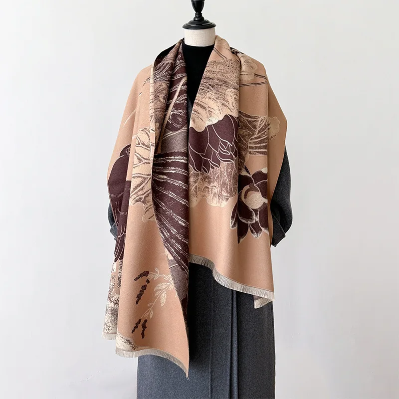 Luxury Brand Cashmere Women Scarf Printed Winter Warm Shawls Pashmina Tassel Scarves Thick Travel Blanket Female Bandana Foulard