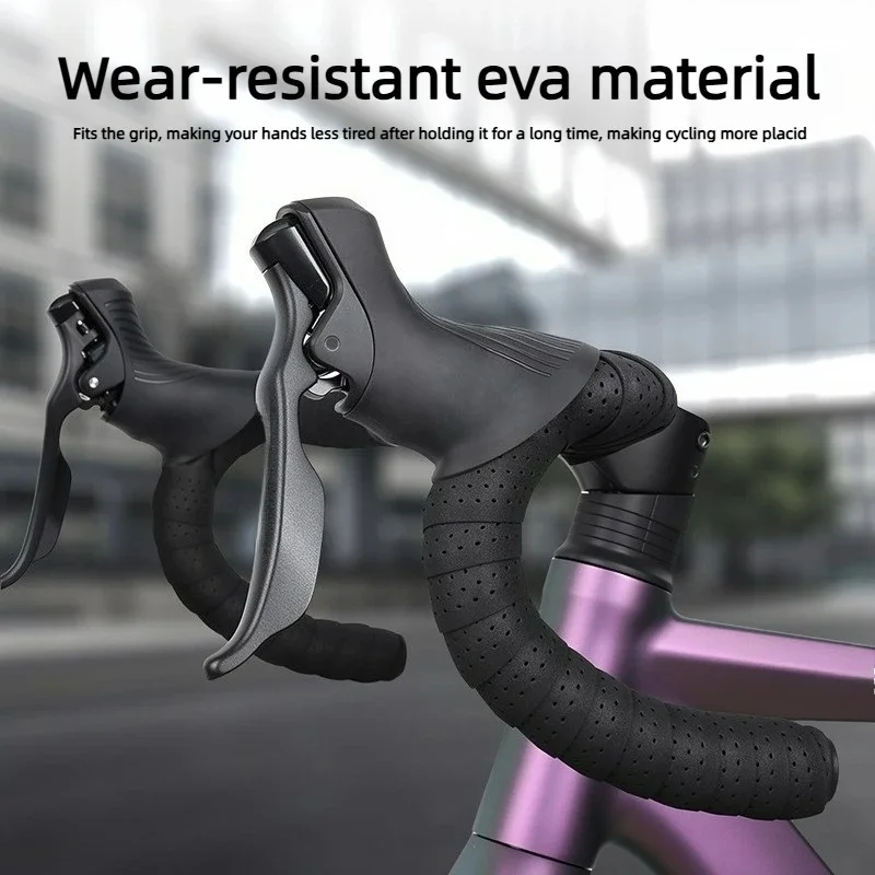 EVA Bicycle Handlebar Tape Perforated Anti-Slip Damping Shock Absorb Wrap Bar Tape Soft Breathable High Tenacity Road Bike Tape