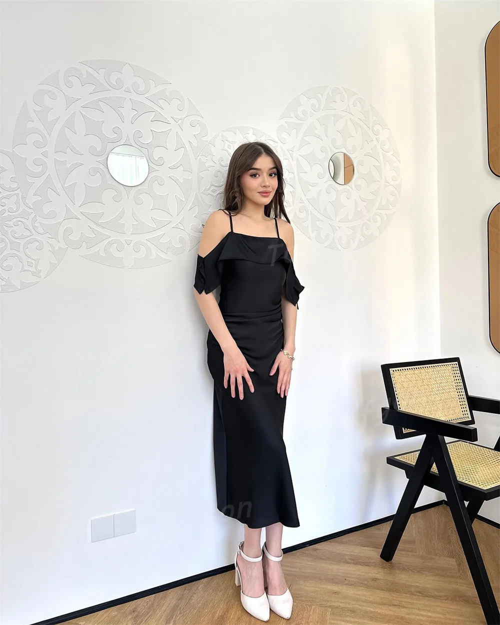 Toofan Черные платья для выпускного вечера на тонких бретельках по индивидуальному заказу A Line с открытыми плечами Женские вечерние платья Свадебное платье для помолвки