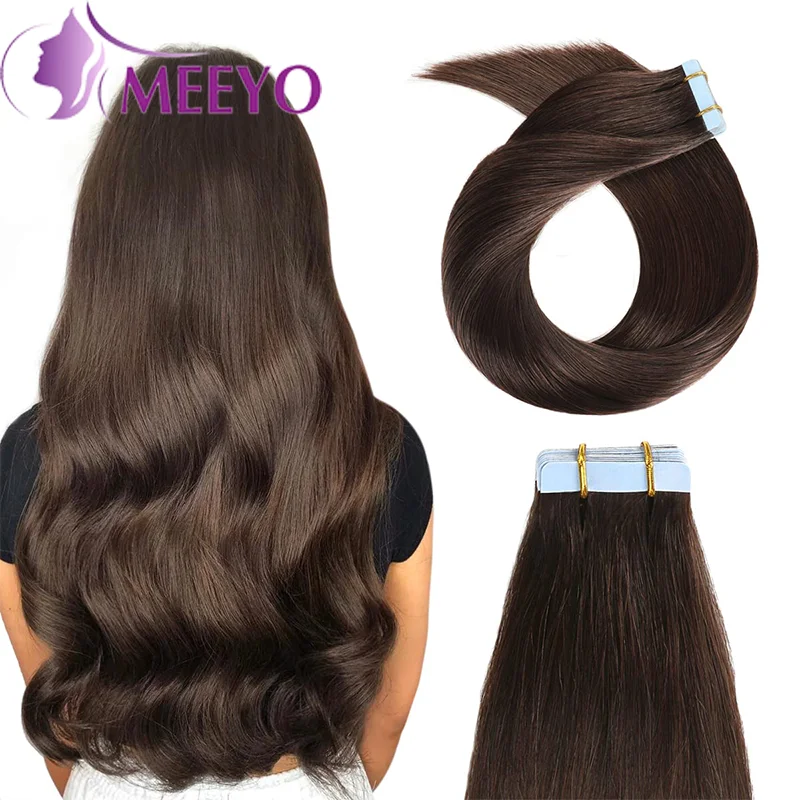 Straight Tape In Hair Extensions Human Hair Seamless Invisible 50G/Pack 20 Pcs Brazilian Real Human Hair Extension 16-26 Inches