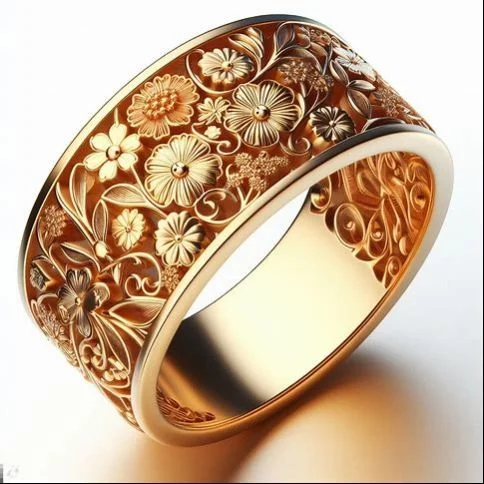 Court-Style Floral Relief-Shaped Copper Jewelry Ring for Ladies, Suitable for Dates, Festivals, and as a Gift for Women.
