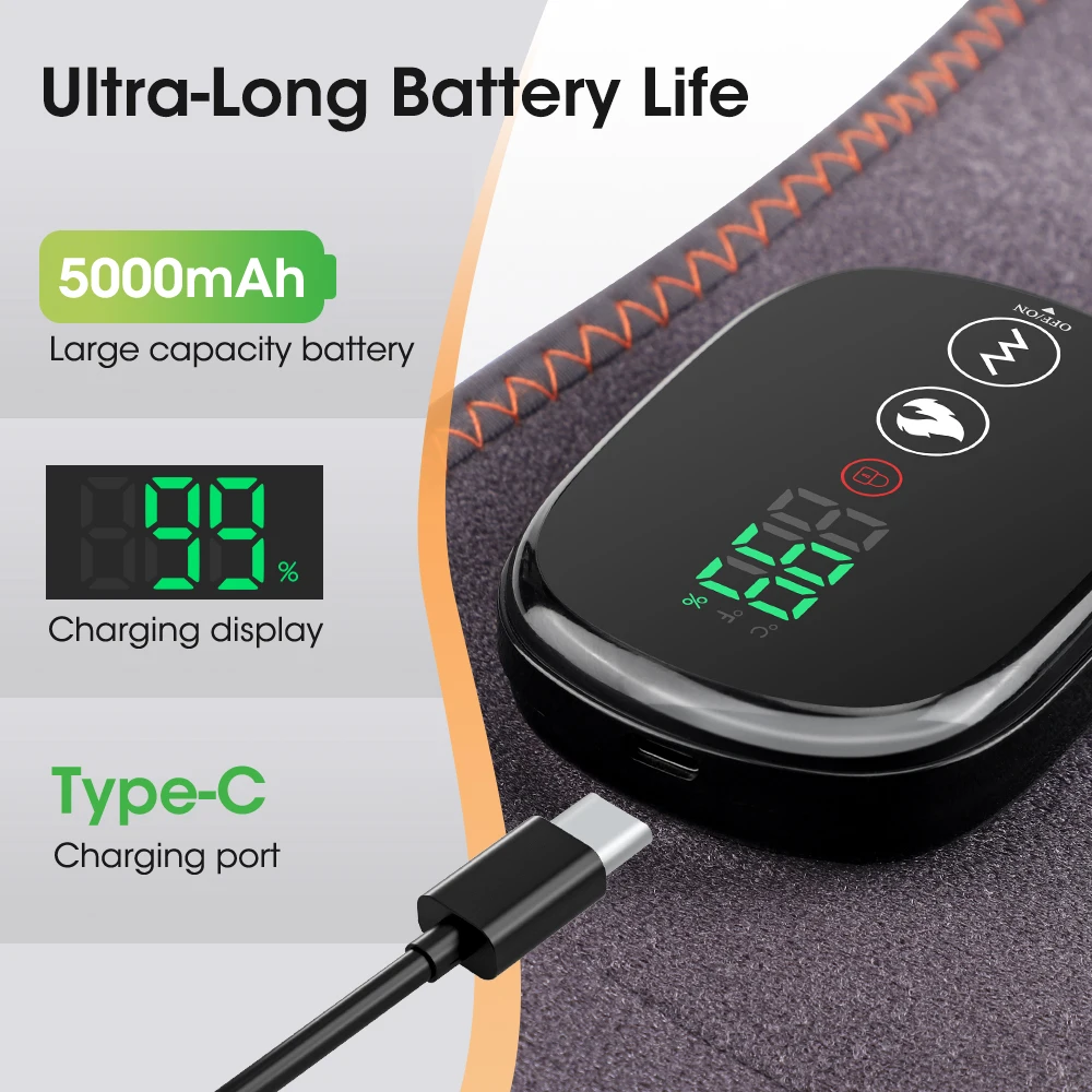 Electric Heated Waist Belt Infrared Warmth Dual Motor Vibration Back Massage Digital Display Neoprene Lumbar Support Belt view 6