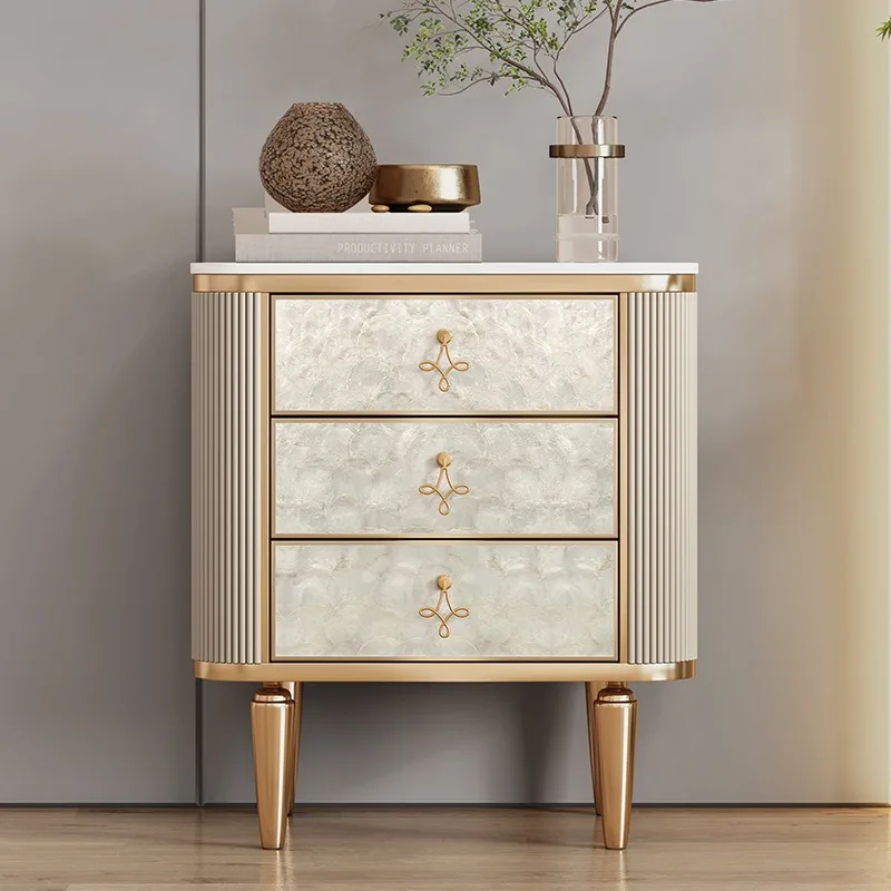 Light luxury simple modern bedside table small apartment solid wood bedroom storage cabinet shell locker living room sofa side c