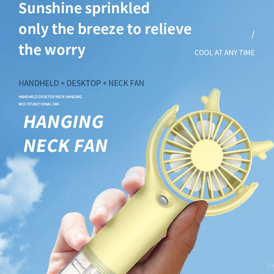 

Портативный ручной вентилятор, 1 шт., с USB-аккумулятором емкостью 500 мАч — с ремешками, пластиковый безлопастной мини-вентилятор для лица