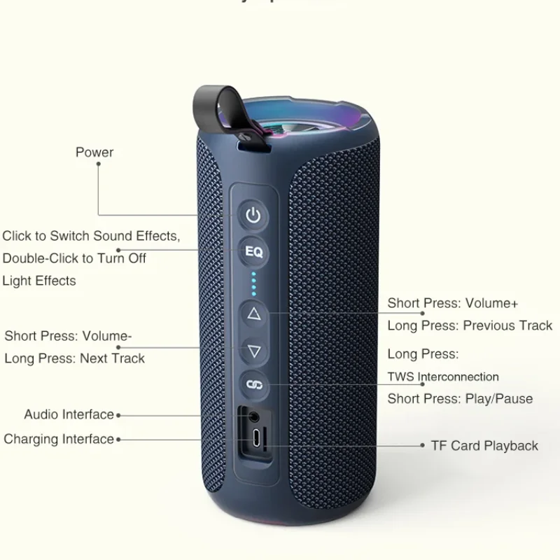 

40W High Power Wireless Bluetooth 5.3 Speaker Enhanced Bass Portable Outdoor Subwoofer 30 Hours IP7 Waterproof Boom Box