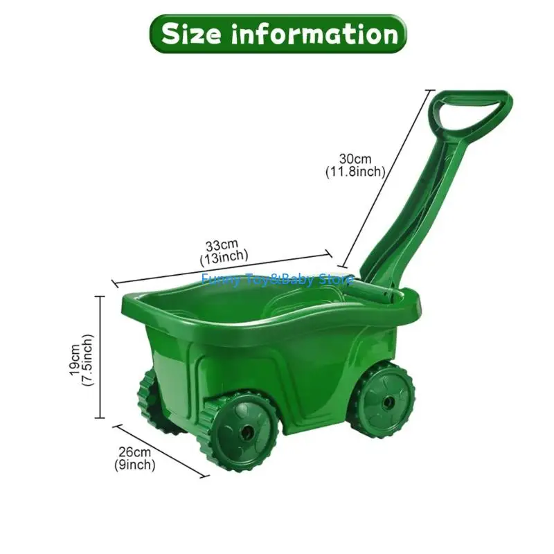 معدات البستنة للأطفال مجموعة ألعاب للهواء الطلق عربة سحب لحديقة الشاطئ وساحة لعب الثلج هدية تعليمية من 2 إلى 4 C90B