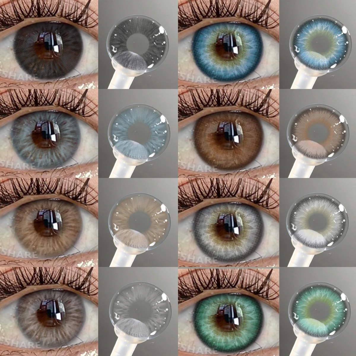 EYESHARE1 Paar farbige Schüler für braune/graue Augen, grüne Augen, Kontaktkosmetik, natürliche modische Linsen für Make-up