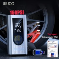 JKUOO Car Jump Starter With Air Compressor LCD Screen 96Wh Portable Booster Charger 160PSI Powerful Car Battery Starting Devi