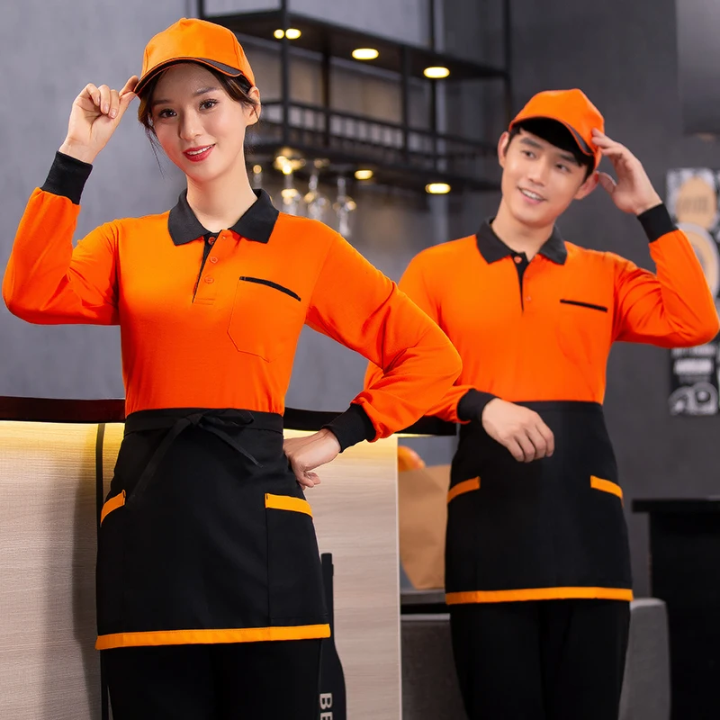 Wholesale Waiter Uniform for Kitchen Bakery Restaurant Work - Long Sleeve Lapel Shirt,Catering Cafe Supermarket Workwear