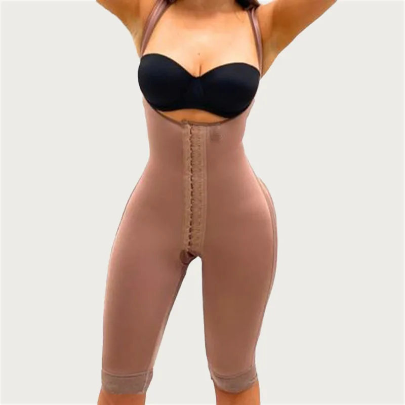 Sleeveless Knee Length Shapewear Braless Wide Shoulder Straps Butt-Lifting Bodysuit For Women Tummy Control