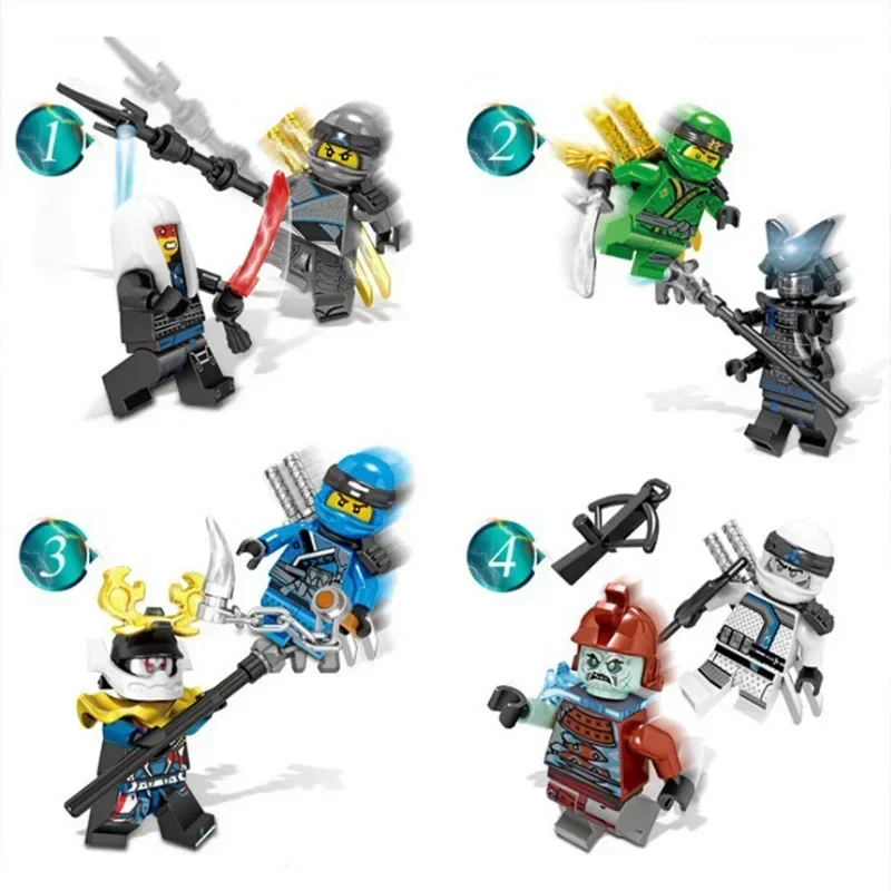 Ninjago-minifiguras DE ACCIÓN DE 24 piezas para niños, juguetes de bloques de construcción, colección de muñecos de batalla, regalos de cumpleaños