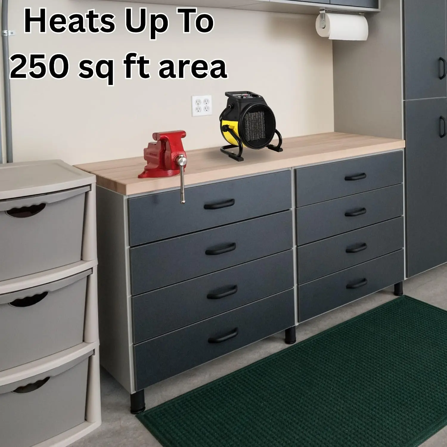 2026 New Upgrade Electric Forced Air Heater With Pivoting Base 5,120 BTU, Yellow | Electric Garage Heater