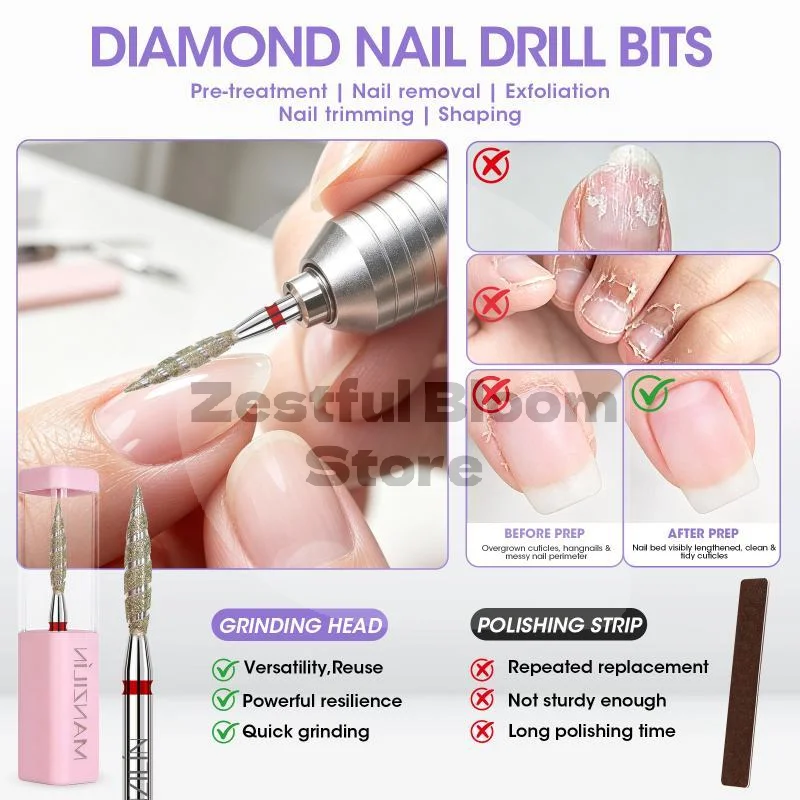 Safety Under Nail Cleaner Nail Drill Bit Diamond Sliver Nail Gel Cuticle Remover Drill Bit Suitable For Home-based Nail Salons