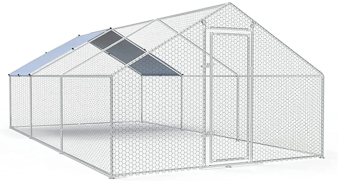 Metal Chicken Coop Hen House Large Rabbit Hutch Poultry Cage Pen Backyard Cages For Laying Hens