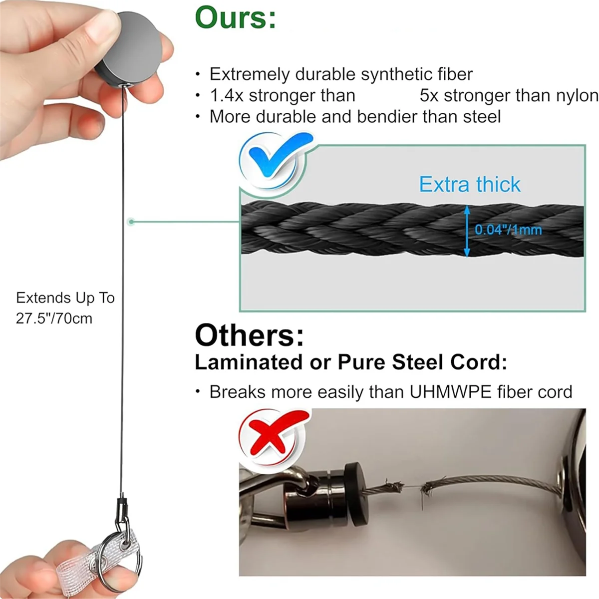 A71P سبائك الزنك سهلة السحب مشبك قابل للسحب مشبك سلك قوي مجتذب سهلة سحب سلك حبل المفاتيح #4