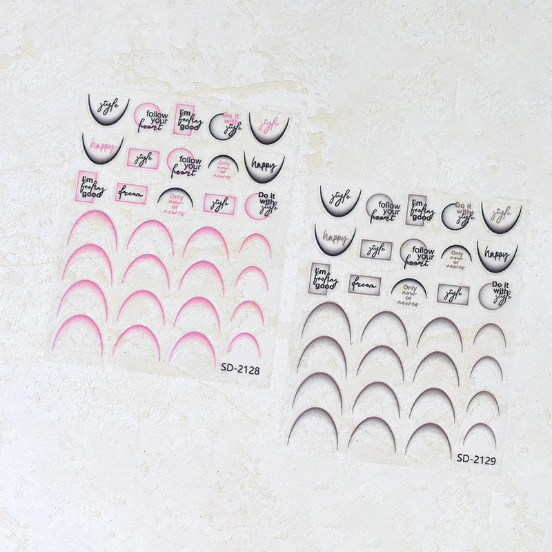 أدلة مانيكير لتقوم بها بنفسك مسمار ديكور التدرج الخط الفرنسي مسمار الفن ملصقات متعدد الألوان ذاتية اللصق المنزلق تصميم الاستنسل