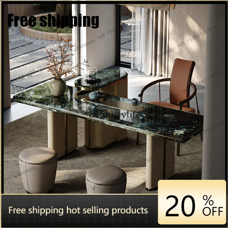HJ Blue Luxury Stone Tea Table, Mansion Light Luxury Marble Tea Table