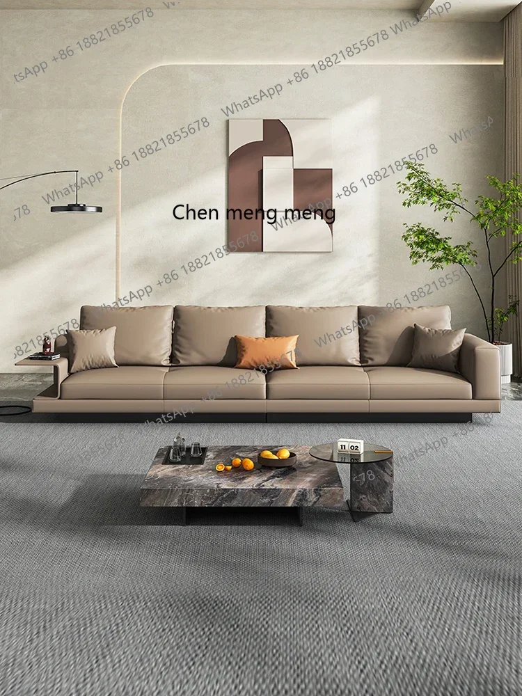 

Italian minimalist leather sofa combination modern simple first-layer cowhide living room straight row size apartmentJJ