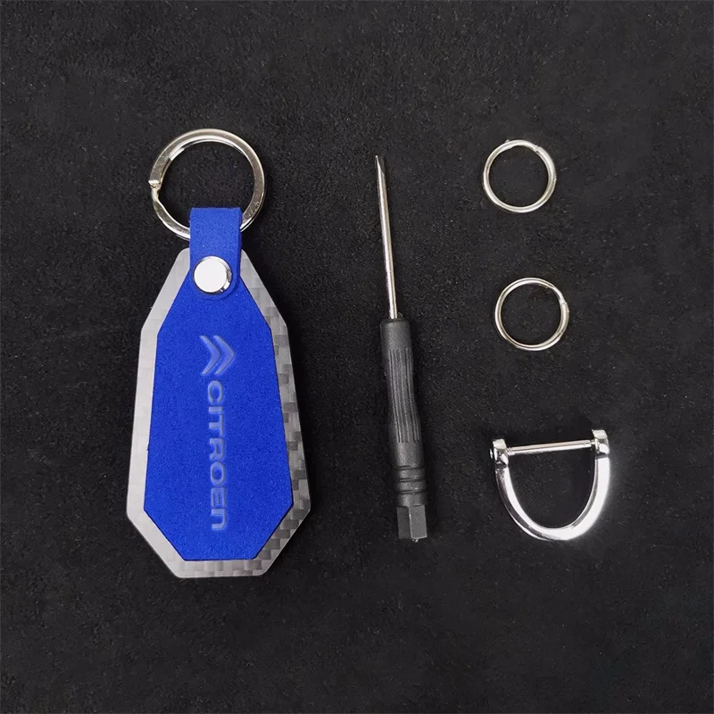 الجلد المدبوغ ألياف الكربون سيارة المفاتيح كيرينغ المعلقات الفاخرة لسيتروين C4 بيكاسو كسارا C5 Aircross الصبار C1 C2 C3 C6 C8 ملحق