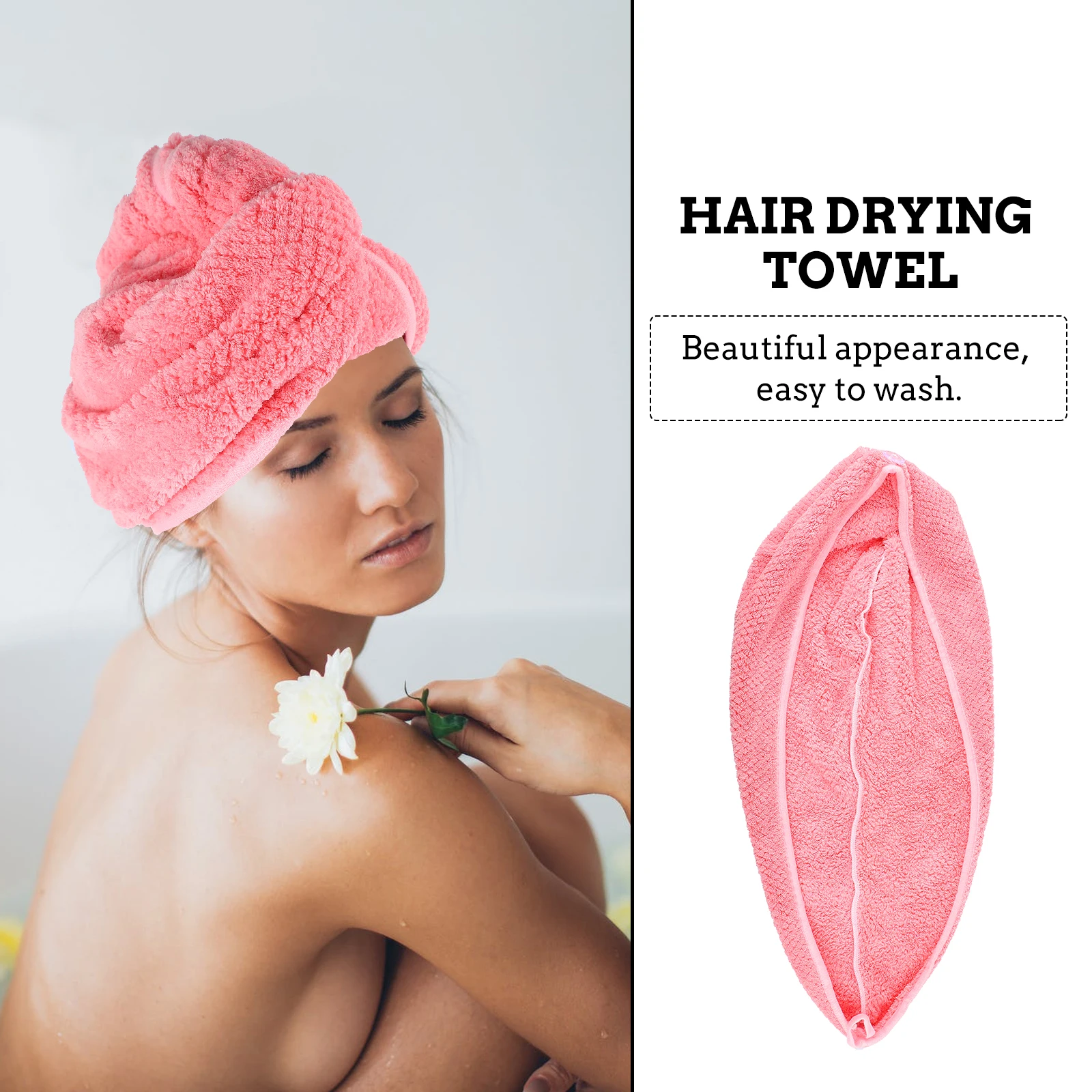 

Dry Cap Coral Fleece Pink Bathing Hat Quick Dry Hair Towel Wrap Bathroom Accessories Shower Use Portable Lightweight Storage