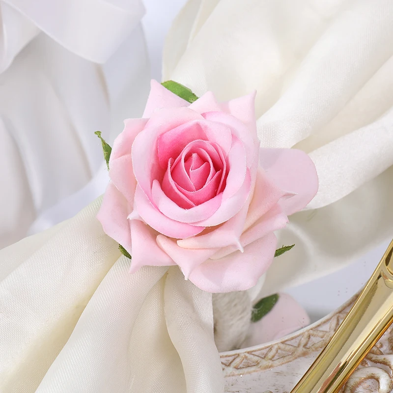 1pc Wedding Decoration Artificial Rose Flower Napkin Ring Faux Rose Napkin Buckles Holder Valentine Day Bridal Shower Decoration