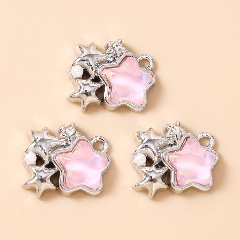 Leslie 5 Stück 15*20mm Wunderschöne Y2K Kristallstern-Anhänger für Halsketten, Armbänder, Schmuckherstellung, DIY-Basteln – Detail 7