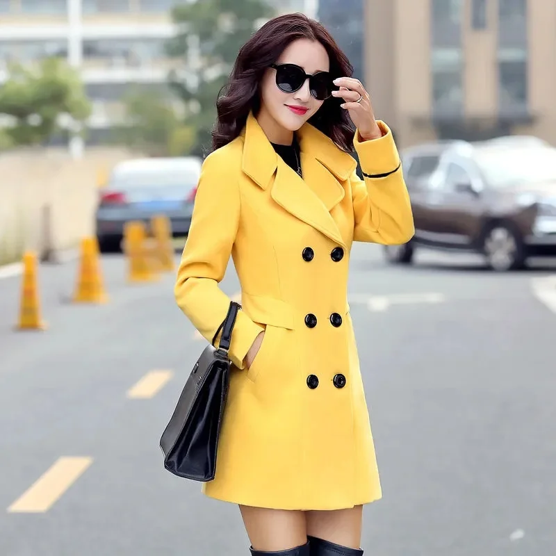 Woman Autumn Winter Jacket Wool Coats For Women Overcoat Double-breasted Woolen Jackets For Women Outerwear