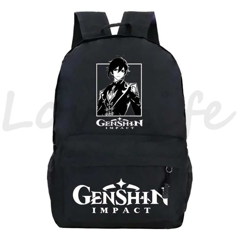 Genshin-mochilas escolares de impacto para niños y niñas, morral escolar diario de Anime para estudiantes, morral de lona para adolescentes, bolsa de viaje